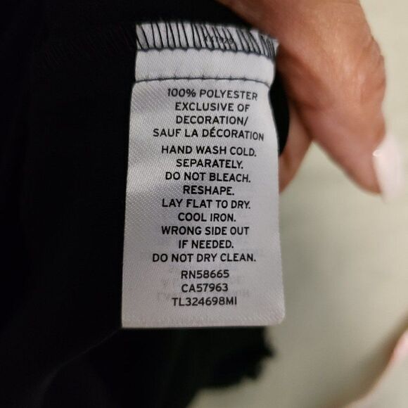 Leith Low V-Neck Beaded Front Black Mini Dress Size Medium - Picture 5 of 6